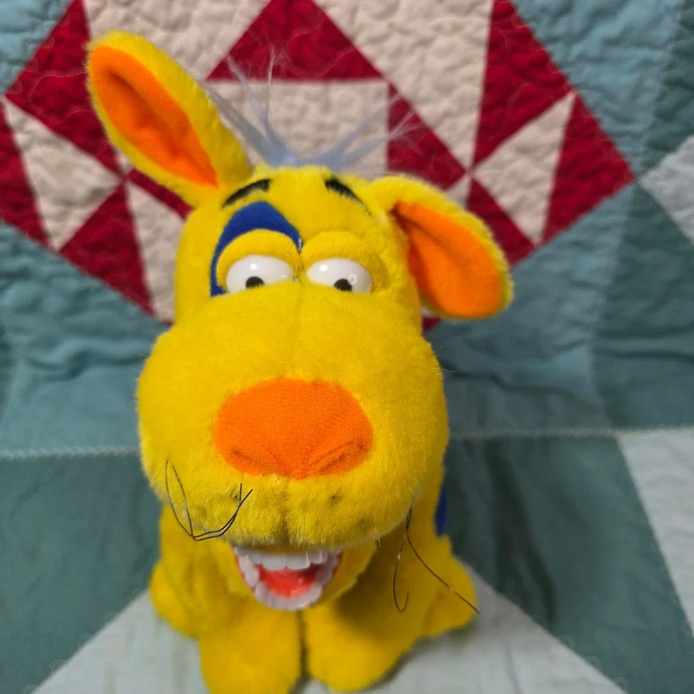 Star Smilez Yellow Dog Plush Dental Hygiene Puppet Blue Spots 10